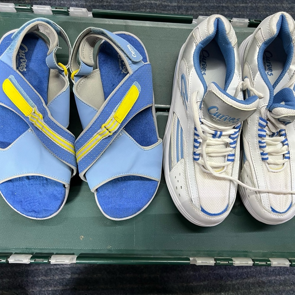 Two pair of Curves Walking Shoes - Sz 9